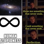 Perfection | HUMAN STUPIDNESS | image tagged in perfection | made w/ Imgflip meme maker