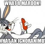 The adventure of bugs bunny | WHAT A MAROON! WHAT AN IGNORANIMUS | image tagged in the adventure of bugs bunny | made w/ Imgflip meme maker