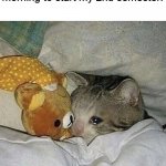 Crying cat in bed | Me going to wake up in the morning to start my 2nd semester: | image tagged in crying cat in bed | made w/ Imgflip meme maker