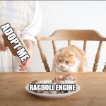 adopt me vs ragdoll engine | ADOPT ME; RAGDOLL ENGINE | image tagged in yedy101 destroying food meme,roblox,roblox meme,adopt me,ragdoll engine | made w/ Imgflip meme maker