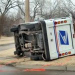 Overturned Mail Truck