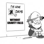 Me without Gravity Falls | WITHOUT 
GRAVITY FALLS | image tagged in dipper has gone 0 days without x,gravity falls,dipper pines | made w/ Imgflip meme maker