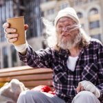 homeless Beggar with cup