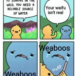 And if they were real, they probably wouldn't love you | Your waifu isn't real; Weaboos; Weaboos | image tagged in to survive in the wild | made w/ Imgflip meme maker