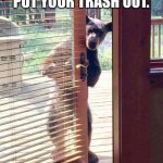 Bear door | DON’T FORGET TO PUT YOUR TRASH OUT. | image tagged in bear door | made w/ Imgflip meme maker