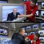 Putin breaking out a tv meme
