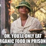 Organic food | OH, YOU’LL ONLY EAT ORGANIC FOOD IN PRISON? | image tagged in the help pie | made w/ Imgflip meme maker