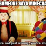 >:( dont say minecraft is bad bc it is the 3rd most popular game worldwide | ME WHEN SOMEONE SAYS MINECRAFT IS BAD: | image tagged in your not just wrong your stupid | made w/ Imgflip meme maker