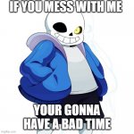 Sans Undertale | IF YOU MESS WITH ME YOUR GONNA HAVE A BAD TIME | image tagged in sans undertale | made w/ Imgflip meme maker