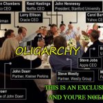 OLIGARCHY; This is an exclusive club and you're not invited | OLIGARCHY; THIS IS AN EXCLUSIVE CLUB
AND YOU'RE NOT INVITED | image tagged in oligarchy | made w/ Imgflip meme maker