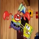 Spongebob strangles Krabs meme