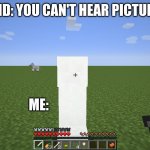 Whatever....... | FRIEND: YOU CAN'T HEAR PICTURES!!! ME: | image tagged in creeper explosion,picture,hearing | made w/ Imgflip meme maker