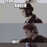 Fear Anger Hate | FEAR                            ANGER; HATE                                                                        GETTING BULLIED BY NAVI | image tagged in fear anger hate | made w/ Imgflip meme maker