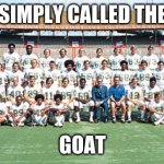 1972 Miami Dolphins | SIMPLY CALLED THE; GOAT | image tagged in 1972 miami dolphins | made w/ Imgflip meme maker
