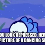 HAPPY DANCE SNOM | YOU LOOK DEPRESSED. HERE IS A PICTURE OF A DANCING SNOM. | image tagged in gifs,adorable | made w/ Imgflip video-to-gif maker