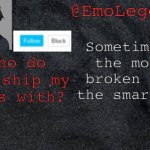 Eric, omen, ash, shadow, Adam, Aaron | Who do you ship my oc’s with? | image tagged in emo/viking announcement | made w/ Imgflip meme maker