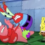 Krabs choking Patrick