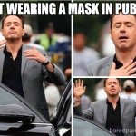 Gradeful Robert Downey Jr. | NOT WEARING A MASK IN PUBLIC | image tagged in gradeful robert downey jr | made w/ Imgflip meme maker