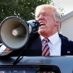 Trump yelling B.S. at Trumptards meme