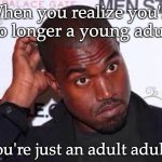 Well then | When you realize you're no longer a young adult; You're just an adult adult. | image tagged in well then,adult | made w/ Imgflip meme maker