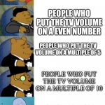 Ears go boom | PEOPLE WHO PUT THE TV VOLUME ON A ODD NUMBER; PEOPLE WHO PUT THE TV VOLUME ON A EVEN NUMBER; PEOPLE WHO PUT THE TV VOLUME ON A MULTIPLE OF 5; PEOPLE WHO PUT THE TV VOLUME ON A MULTIPLE OF 10; PEOPLE WHO PUT THE TV VOLUME ON A MULTIPLE OF 100 | image tagged in ultimate fancy pooh,tv,explosion,funny,memes | made w/ Imgflip meme maker