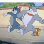 tom, jerry and spike walking