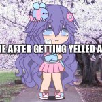 sadness | ME AFTER GETTING YELLED AT | image tagged in sadness | made w/ Imgflip meme maker