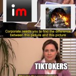 I am a imgflipper so don't hate me | TIKTOKERS | image tagged in there the same picture | made w/ Imgflip meme maker