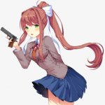 Monika with a gun