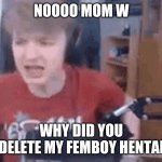 Pe | NOOOO MOM W; WHY DID YOU DELETE MY FEMBOY HENTAI | image tagged in nook my hentai | made w/ Imgflip meme maker