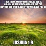 HOLD THE LINE! | " BE STRONG AND COURAGEOUS.DO NOT BE AFRAID; DO NOT BE DISCOURAGED, FOR THE LORD YOUR GOD WILL BE WITH YOU WHEREVER YOU GO."; JOSHUA 1:9 | image tagged in landscapemaymay | made w/ Imgflip meme maker