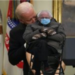 sniffing bernie | image tagged in joe biden,bernie sanders | made w/ Imgflip meme maker