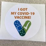 Covid vaccine sticker meme