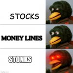 Meme man | STOCKS; MONEY LINES; STONKS | image tagged in dhmis duck meme | made w/ Imgflip meme maker