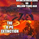 Skeleton looking at explosion | MOST AVEMETATARSALIANS 66 MILLION YEARS AGO; THE K-PG EXTINCTION | image tagged in skeleton looking at explosion,memes,palaeontology memes,dinosaurs,explosion and skeleton | made w/ Imgflip meme maker