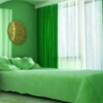 Lime green hotel room