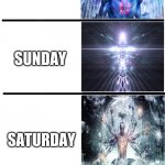Expanding Brain (expanded) | MONDAY; TUESDAY; WEDNESDAY; THURSDAY; FRIDAY; SUNDAY; SATURDAY; EASTER; THANKSGIVING; CHRISTMAS | image tagged in expanding brain expanded | made w/ Imgflip meme maker