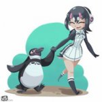 Penguin and girl