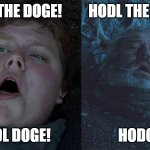 HODL THE DOGE! | HODL THE DOGE!         HODL THE DOGE! HODL DOGE!                       HODOGE! | image tagged in hodor hold the door | made w/ Imgflip meme maker