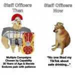 Staff Officers then & now meme