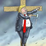 trump nailed to cross