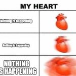 This is called anxiety | Nothing is happening; Nothing is happening; NOTHING IS HAPPENING | image tagged in my heart blank | made w/ Imgflip meme maker
