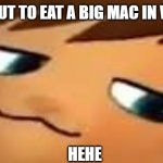 hehe | ME ABOUT TO EAT A BIG MAC IN WENDY'S; HEHE | image tagged in big mac,oooohhhh,yeet | made w/ Imgflip meme maker