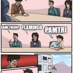 it true | WHO IS AWESOME YOUTUBER; GAME THEROY; FLAMINGO; PAMTRI | image tagged in board room meeting meme | made w/ Imgflip meme maker