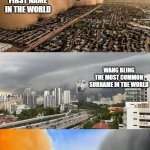 Mohamed Wang | MOHAMED BEING THE MOST COMMON FIRST NAME IN THE WORLD; WANG BEING THE MOST COMMON SURNAME IN THE WORLD; MOHAMED WANG BEING ONE OF THE LEAST COMMON FULL NAMES IN THE WORLD | image tagged in dog cloud fight stuck in middle | made w/ Imgflip meme maker