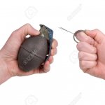 Grenade with pin pulled