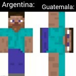 Normal Steve and Sideways Steve | Guatemala:; Argentina: | image tagged in normal steve and sideways steve | made w/ Imgflip meme maker