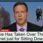 cnn breaking news template | Bernie Has Taken Over The Internet just for Sitting Down | image tagged in cnn breaking news template,bernie sanders | made w/ Imgflip meme maker