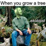I am an ekolojist | When you grow a tree; ekolojist | image tagged in memes,ekolojist,funny,meme man,stop reading the tags,nature | made w/ Imgflip meme maker