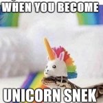 Cute snake | WHEN YOU BECOME; UNICORN SNEK | image tagged in cute snake | made w/ Imgflip meme maker